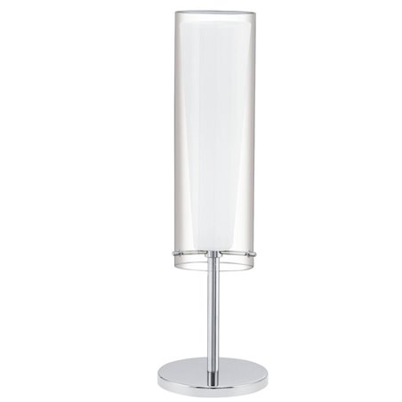 Lampa stołowa Pinto chrom klosz podwójny ze szkła prosta forma 