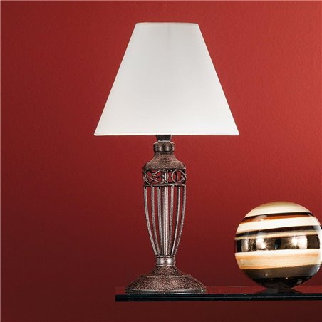 Lampa stołowa Antica brązowa metalowa podstawa beżowy abażur - DOSTĘPNA OD RĘKI