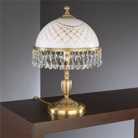 Ekskluzywna lampa gabinetowa stołowa Topaz Mosiądz z kryształkami