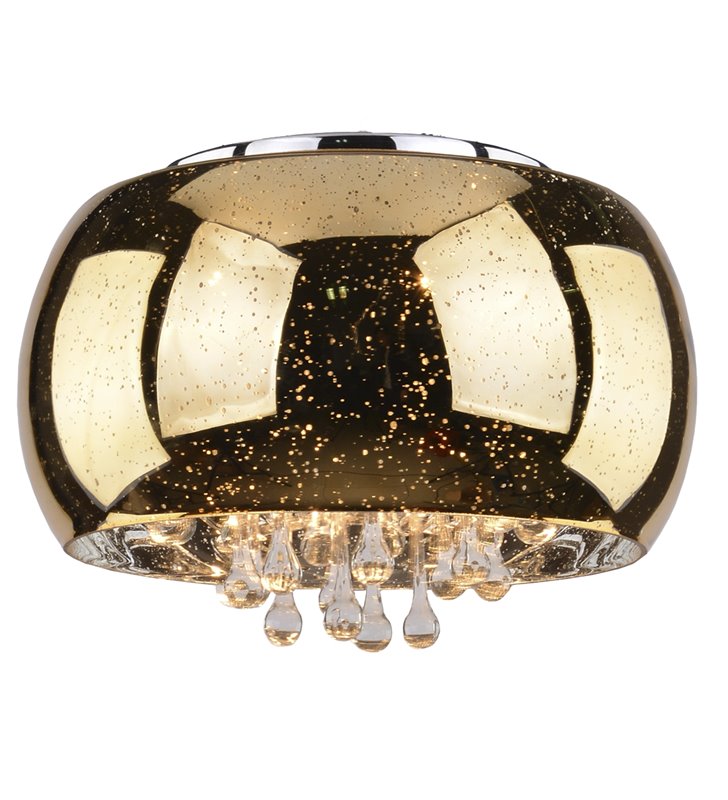 Plafon Astral 500 klosz szklany złoty ozdobiony kryształami do salonu sypialni na przedpokój