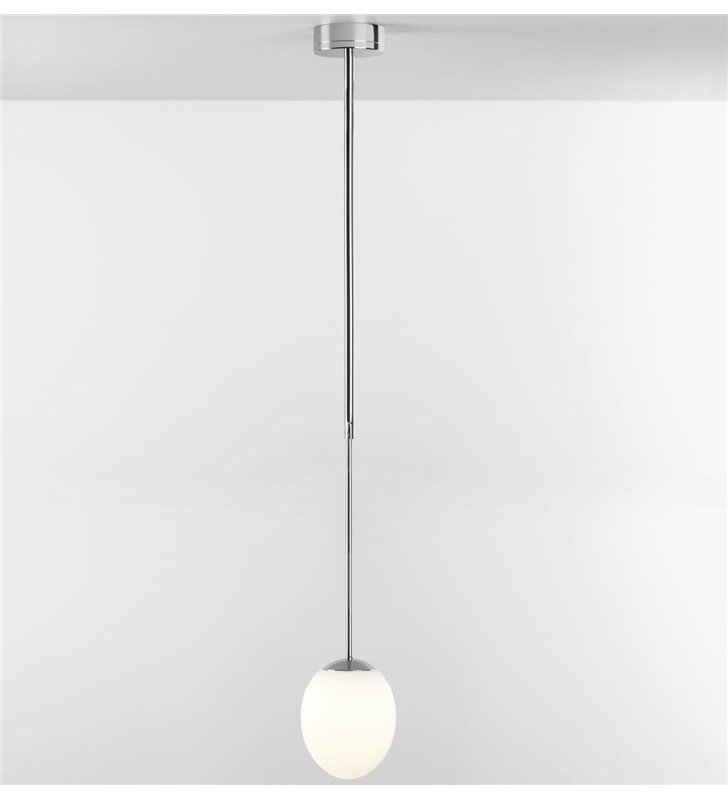 Lampa sufitowa wisząca do łazienki z regulacją wysokości sztywne zawieszenie Kiwi chrom polerowany IP44 LED
