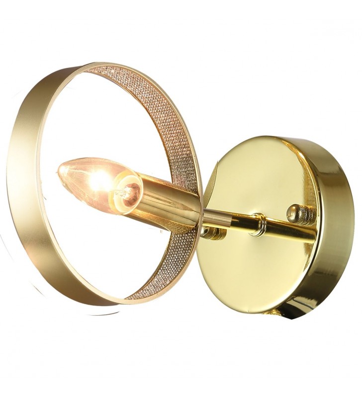 Lampa ścienna Haap złota z kryształkami nowoczesna okrągły klosz widoczna żarówka
