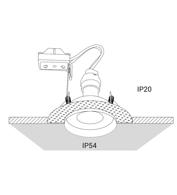 Echo lampa sufitowa do wbudowania podtynkowa łazienkowa szczelność IP54