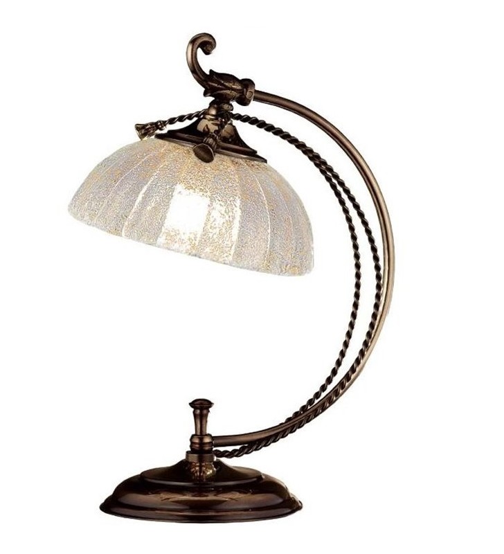 Lampa stołowa nocna Granada patyna mat szklany klosz ecru lampa stylowa klasyczna elegancka