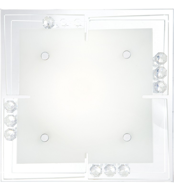 33cm kwadratowy plafon zdobiony kryształkami Dubia 2x60W E27