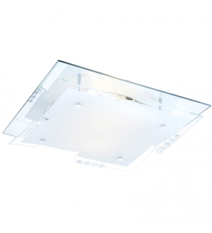 33cm kwadratowy plafon zdobiony kryształkami Dubia 2x60W E27