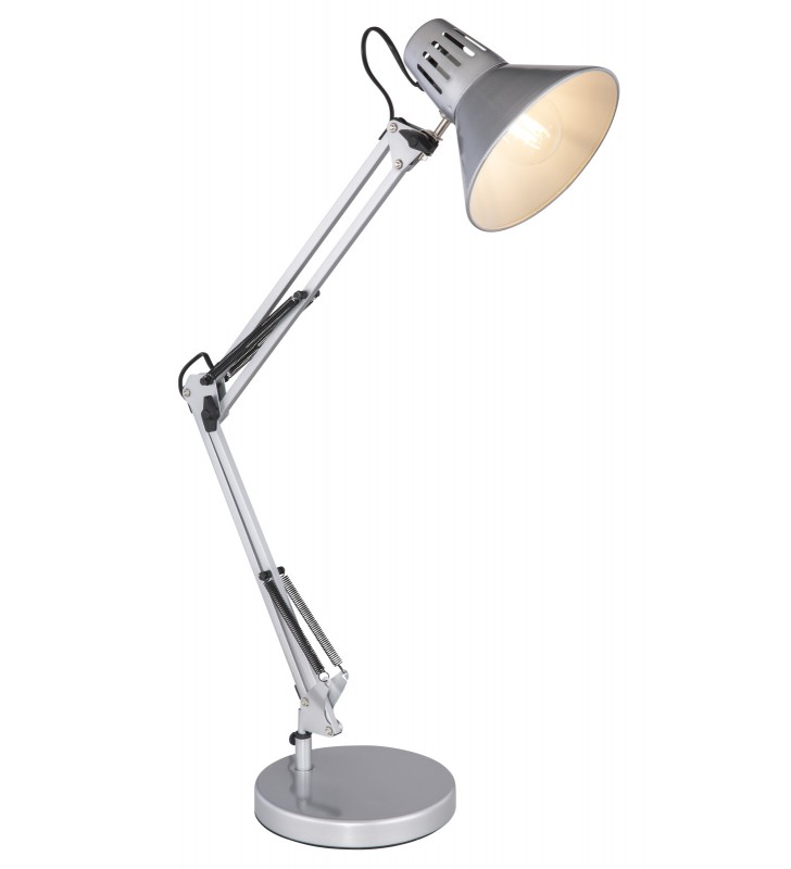 Lampa biurkowa Chifa srebrna mocowanie do blatu i tradycyjna podstawa