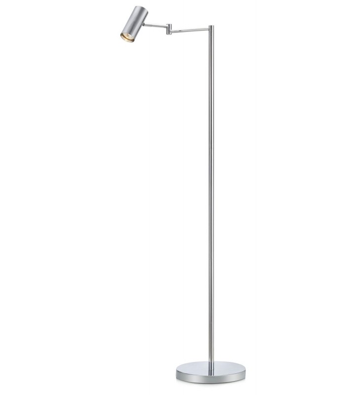 Metalowa minimalistyczna lampa stojąca Torino chrom ruchome ramię