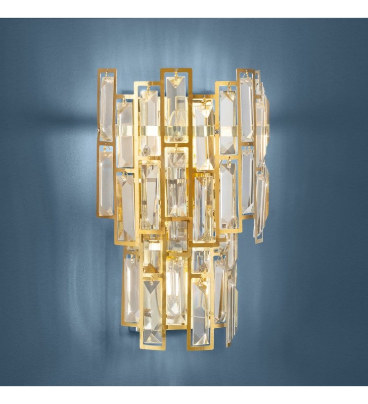 Mosiężna kryształowa lampa ścienna Calmeilles1 do salonu sypialni jadalni kuchni na przedpokój 3xE14