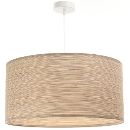 Lampa wisząca Kidane 40cm beżowa tkanina strukturalna do jadalni nad stół do kuchni do sypialni salonu